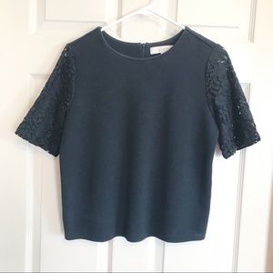 Loft black textured top black size small